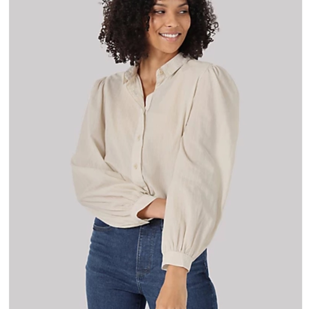 LADY LEE LATERN SLEEVE SHIRT CREAM STRIPE